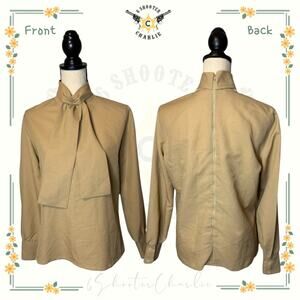 Vintage Rhodes California Blouse Tan Women's Size Large Office Casual Business